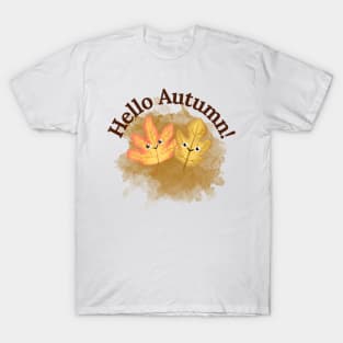 Hello Autumn, Cute Happy Leaves T-Shirt